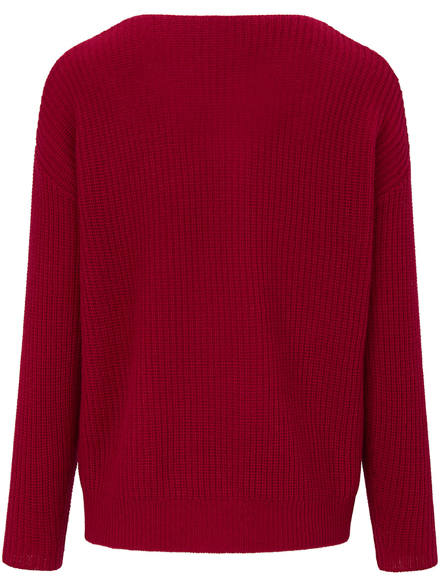 include - Round neck jumper in 100% cashmere - cherry red