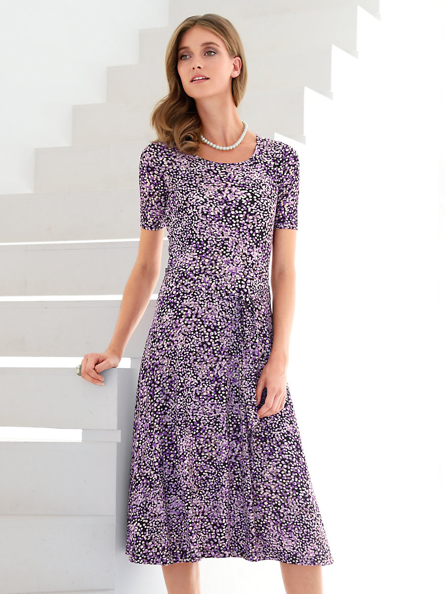 Peter Hahn-Jersey dress with short sleeves-lilac/multi-coloured