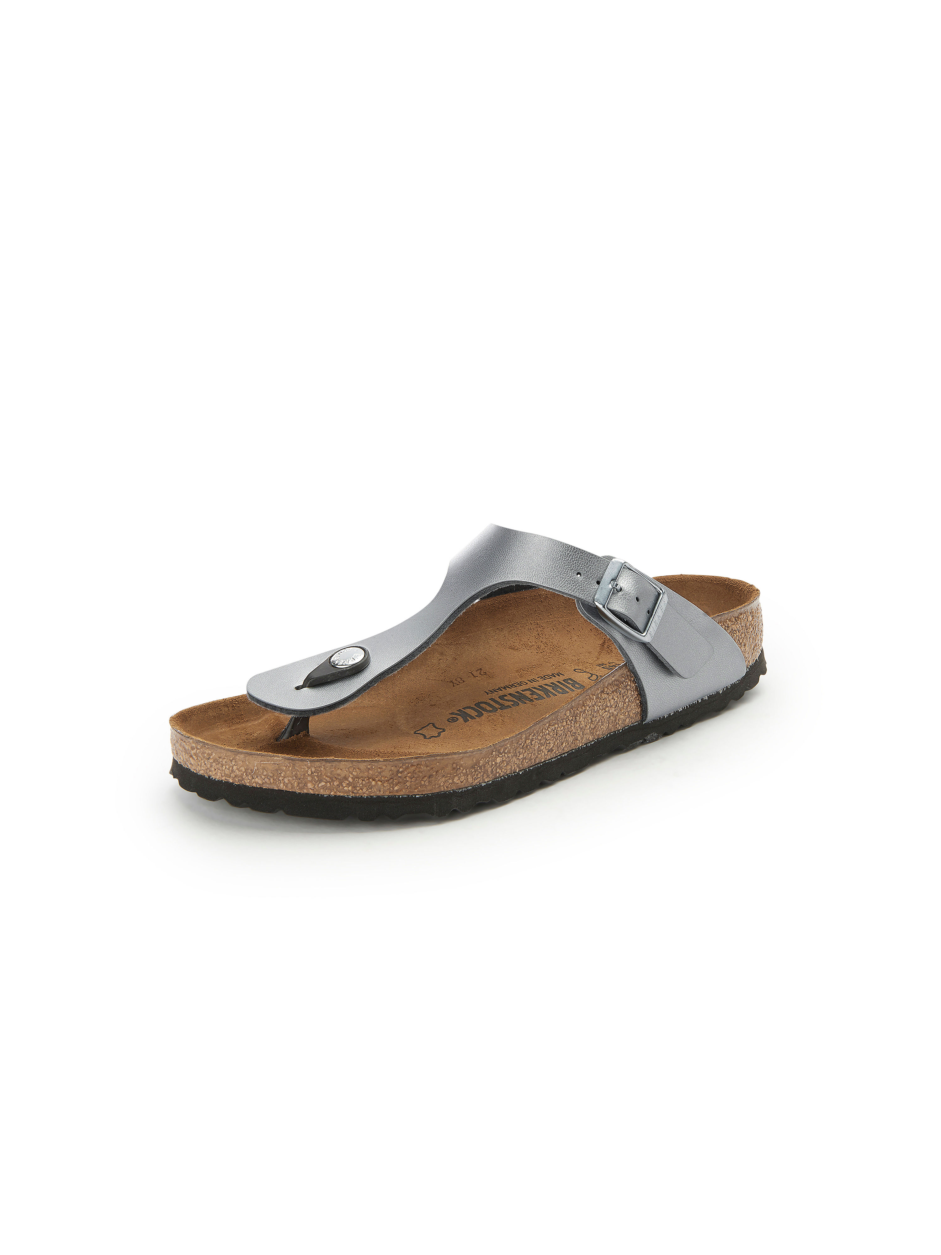 Les sandales modèle Gizeh Birkenstock couleur argent taille 41