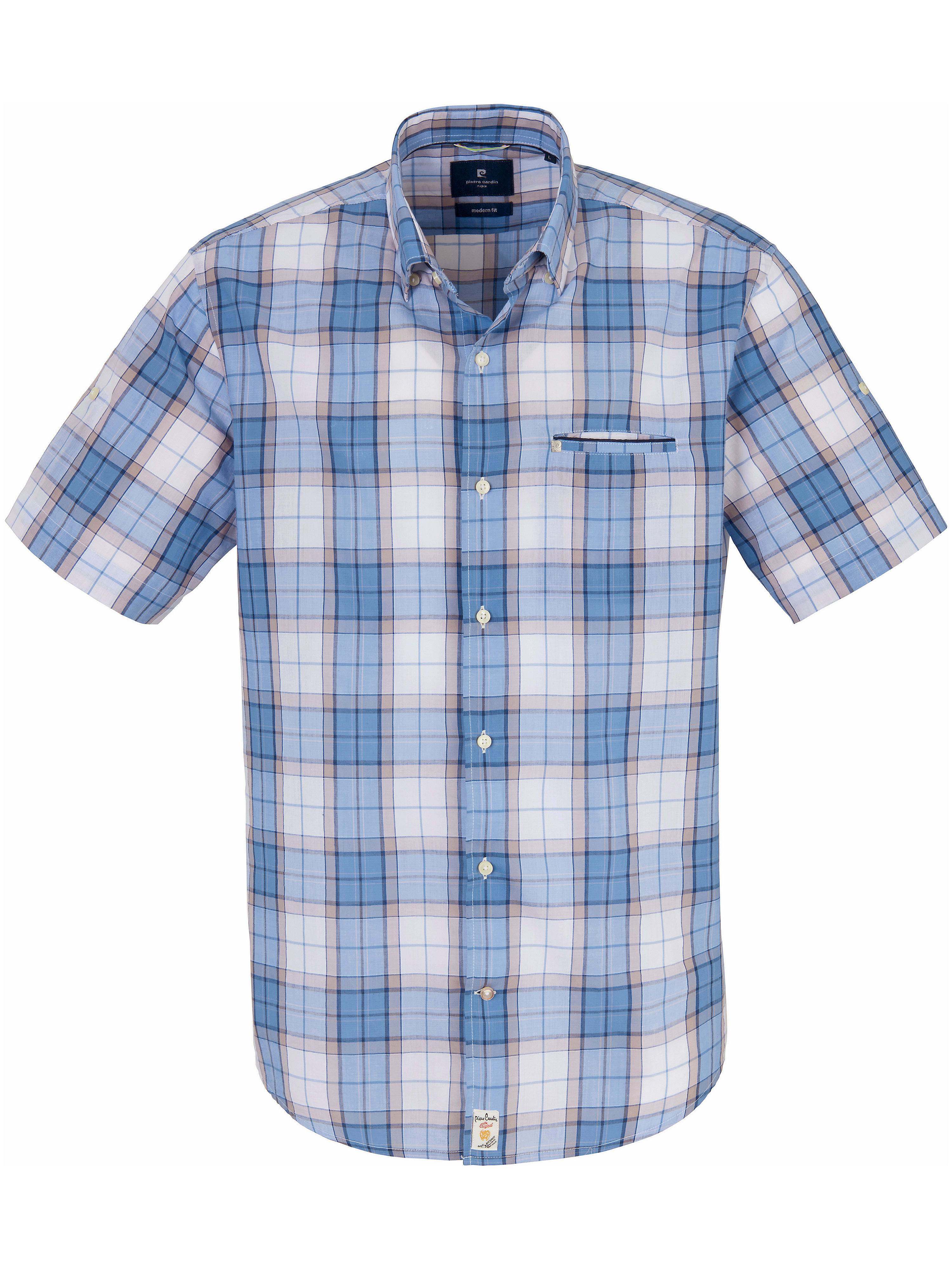 La chemise 100% coton manches courtes Pierre Cardin bleu taille 45/46