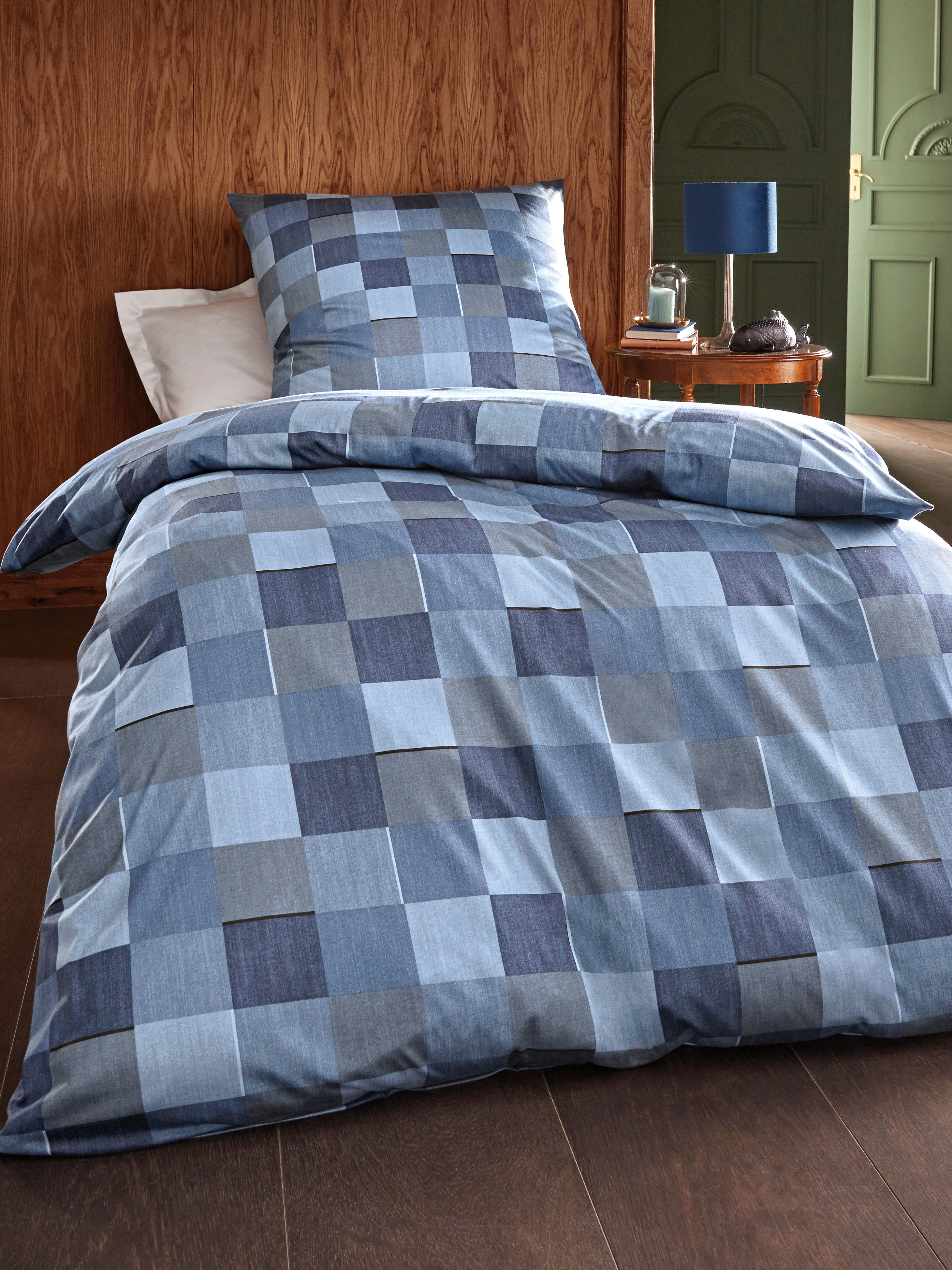 2 Delige Overtrekset Ca 155X200Cm Van Janine Blauw janine kopen in de aanbieding