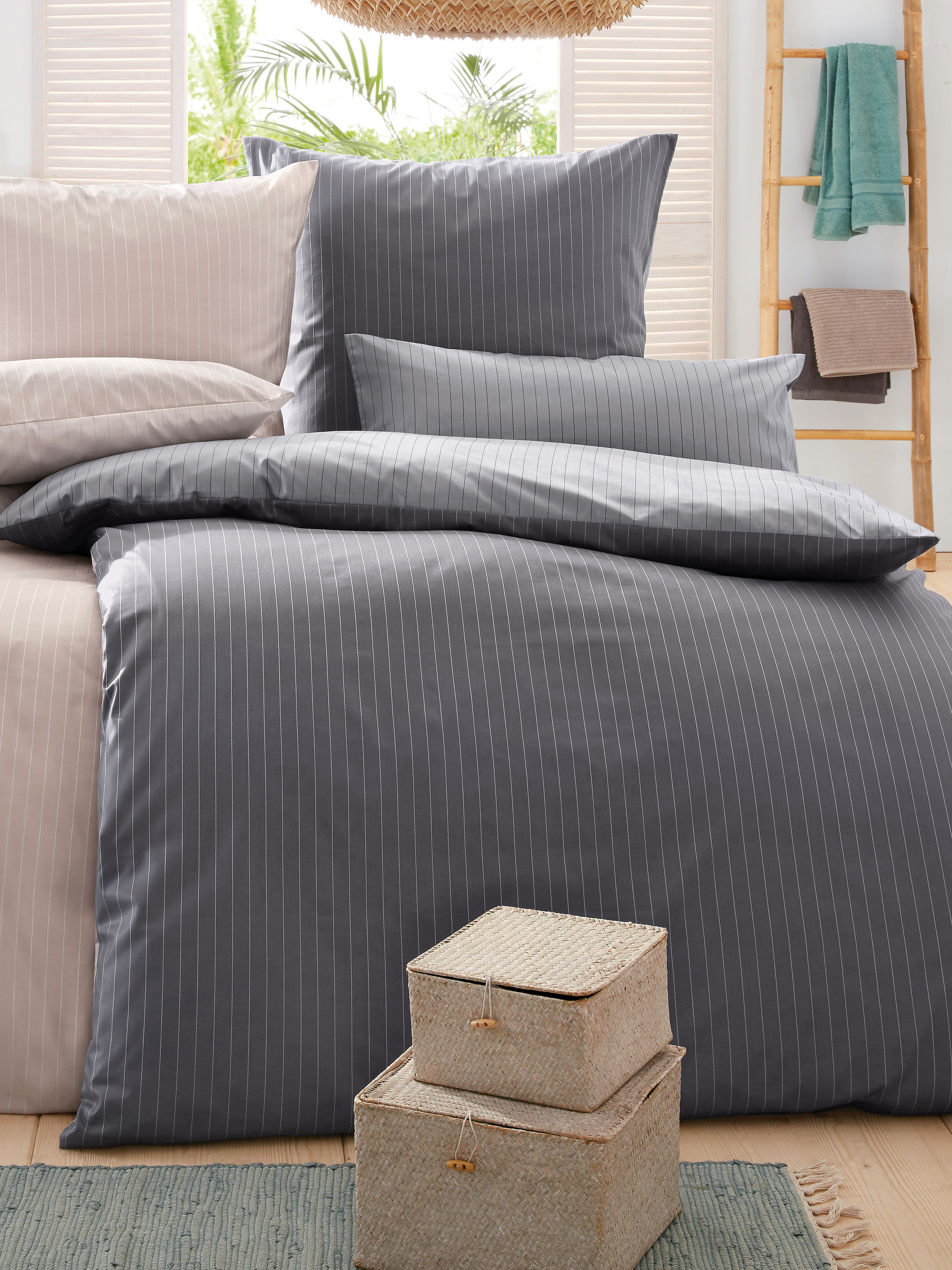 2 Delige Overtrekset Ca 155X220Cm Van Curt Bauer Grijs curt bauer kopen in de aanbieding