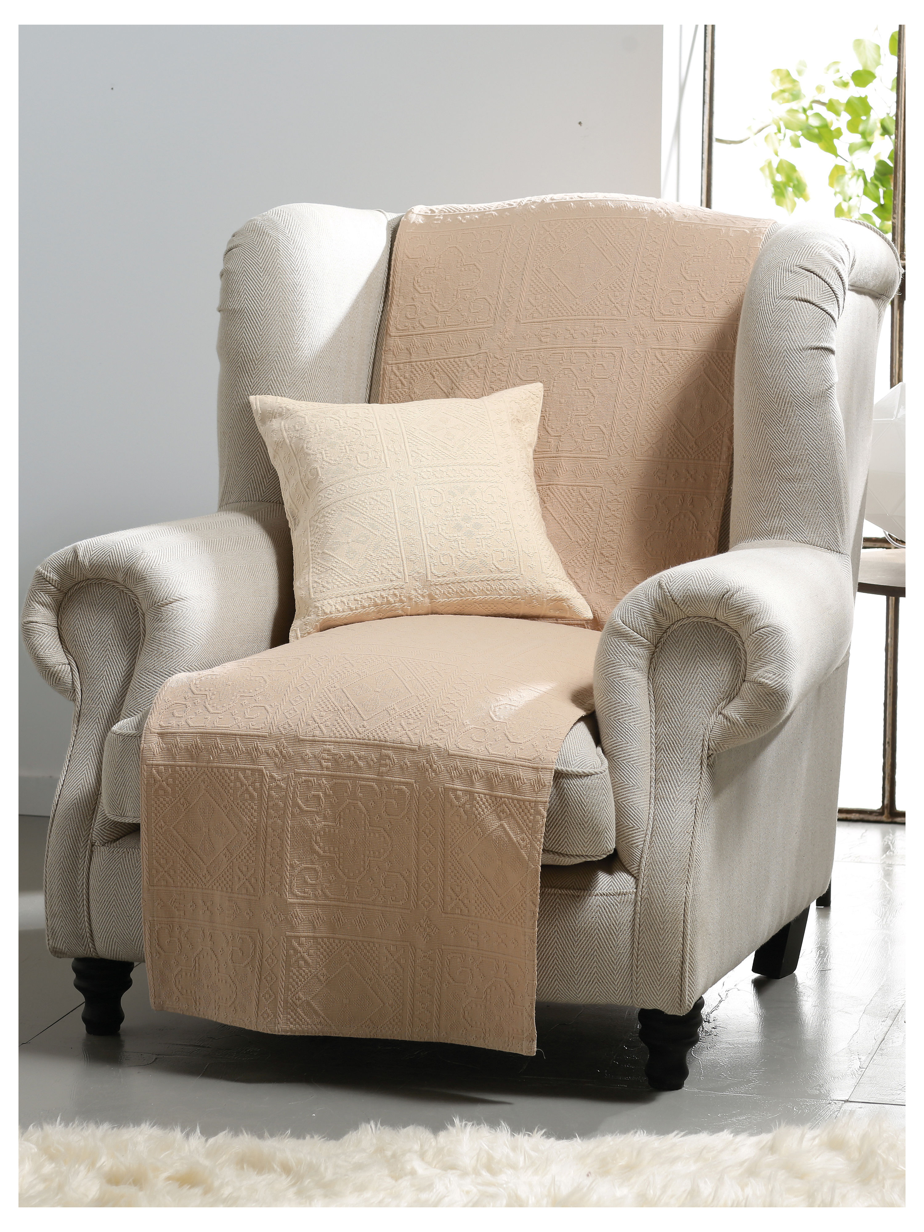 Foulard Voor Bank En Bed Ca 250X270Cm Van Peter Hahn Beige peter hahn kopen in de aanbieding