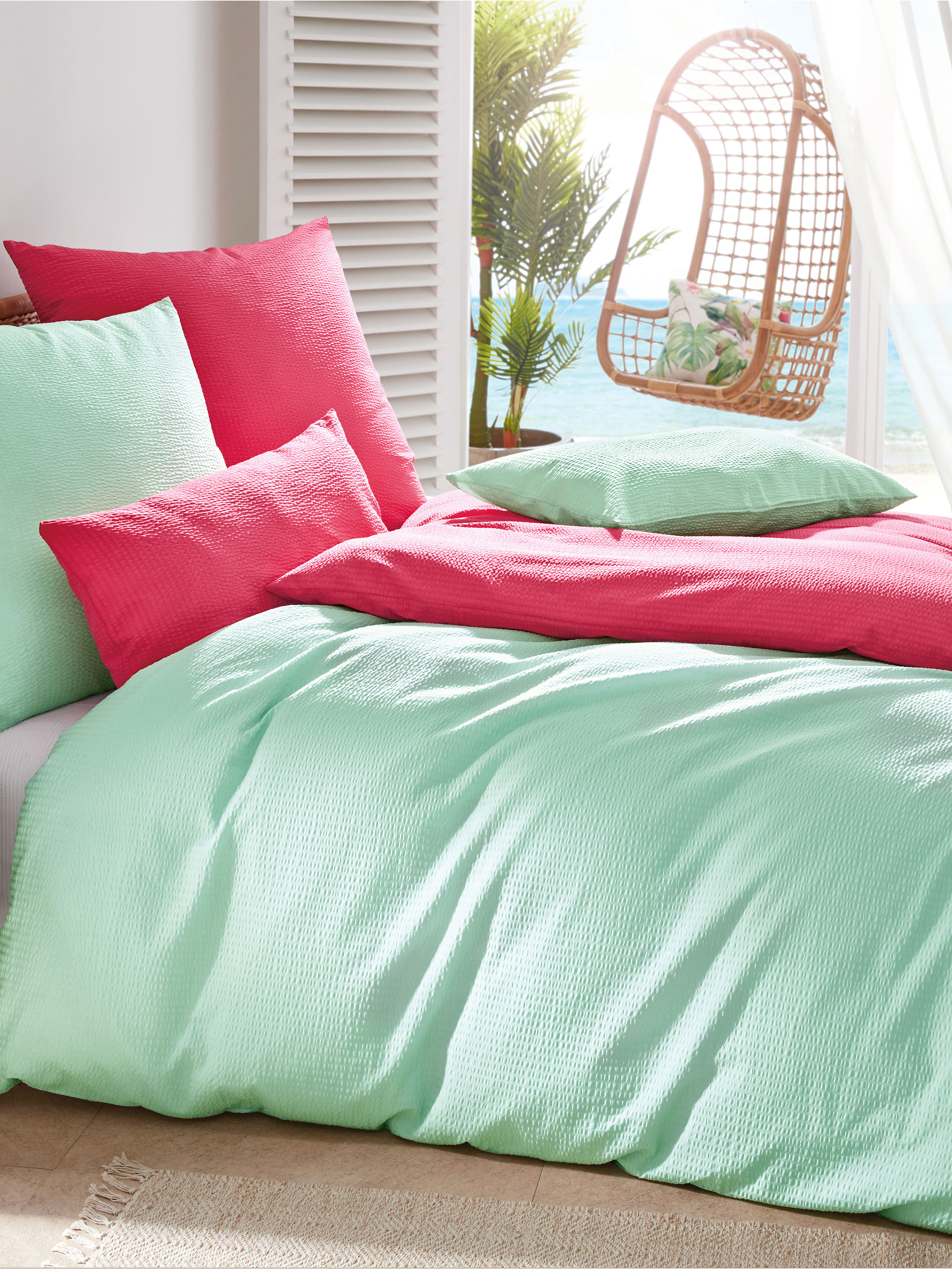 Soft Seersucker Overtrekset Ca 135X200Cm Van Janine Roze janine kopen in de aanbieding