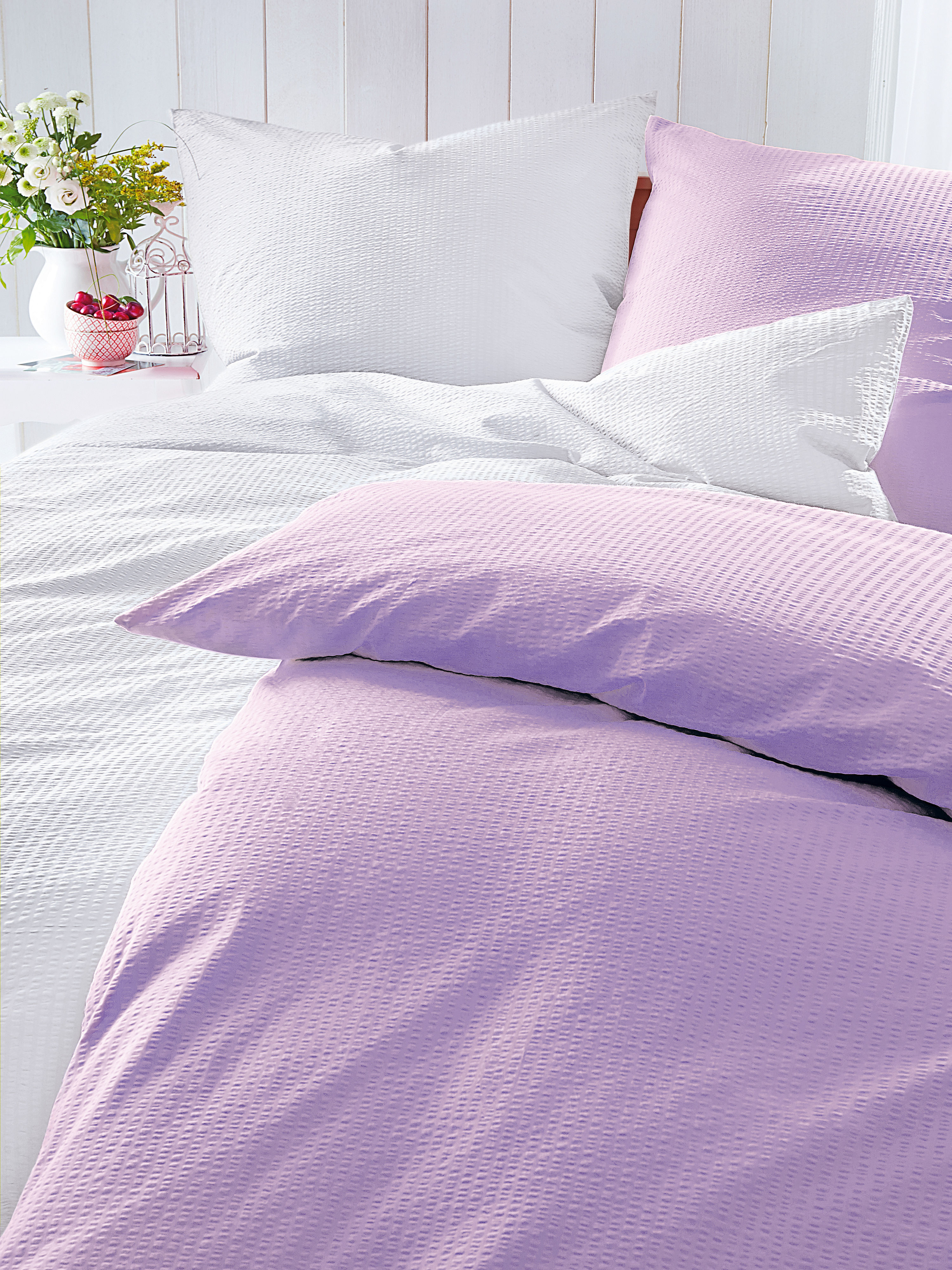 Soft Seersucker Overtrekset Ca 135X200Cm Van Janine Wit janine kopen in de aanbieding