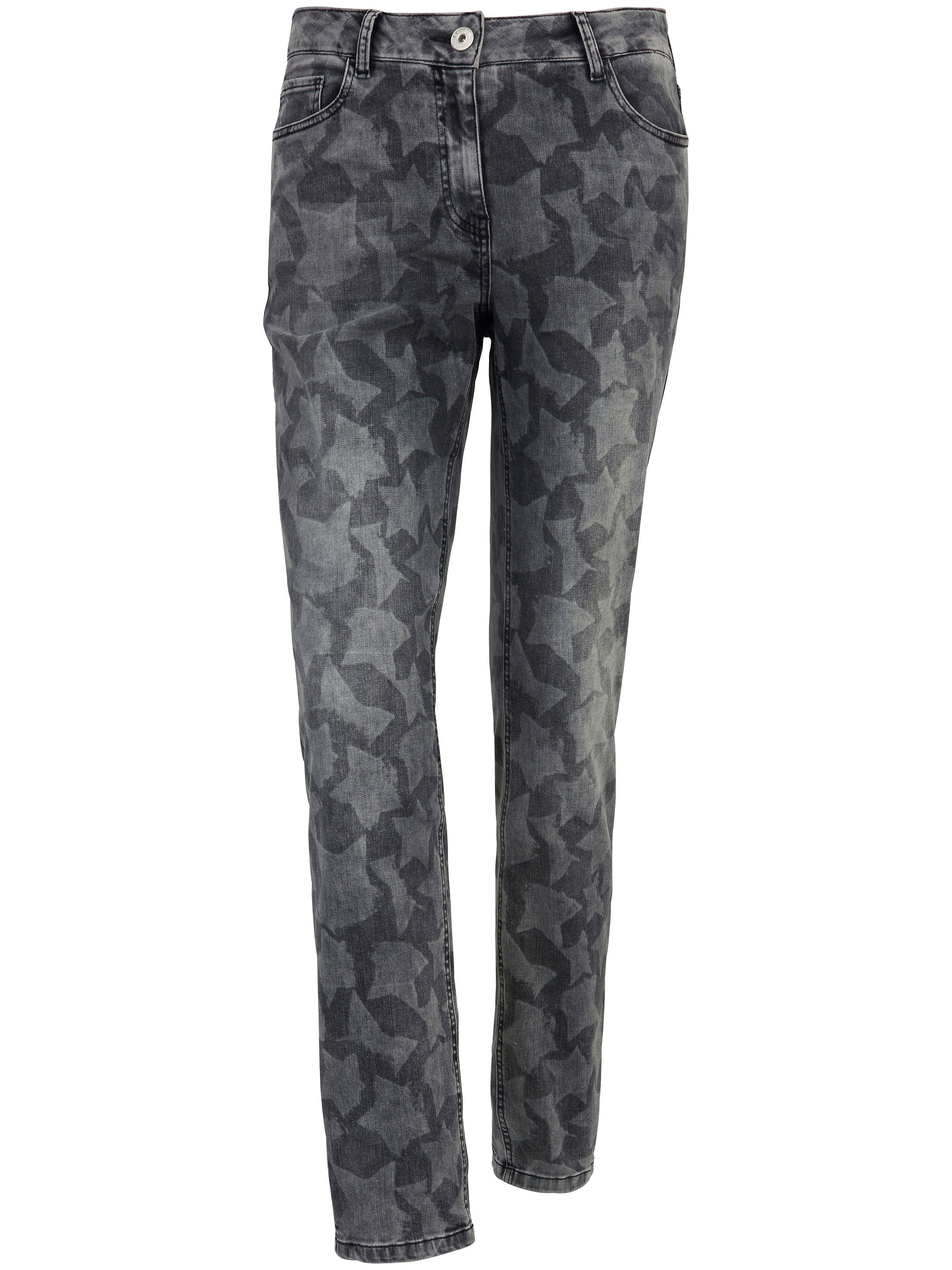 Le jean 7/8 imprimé, coupe 5 poches jambes fines FRAPP gris taille 48