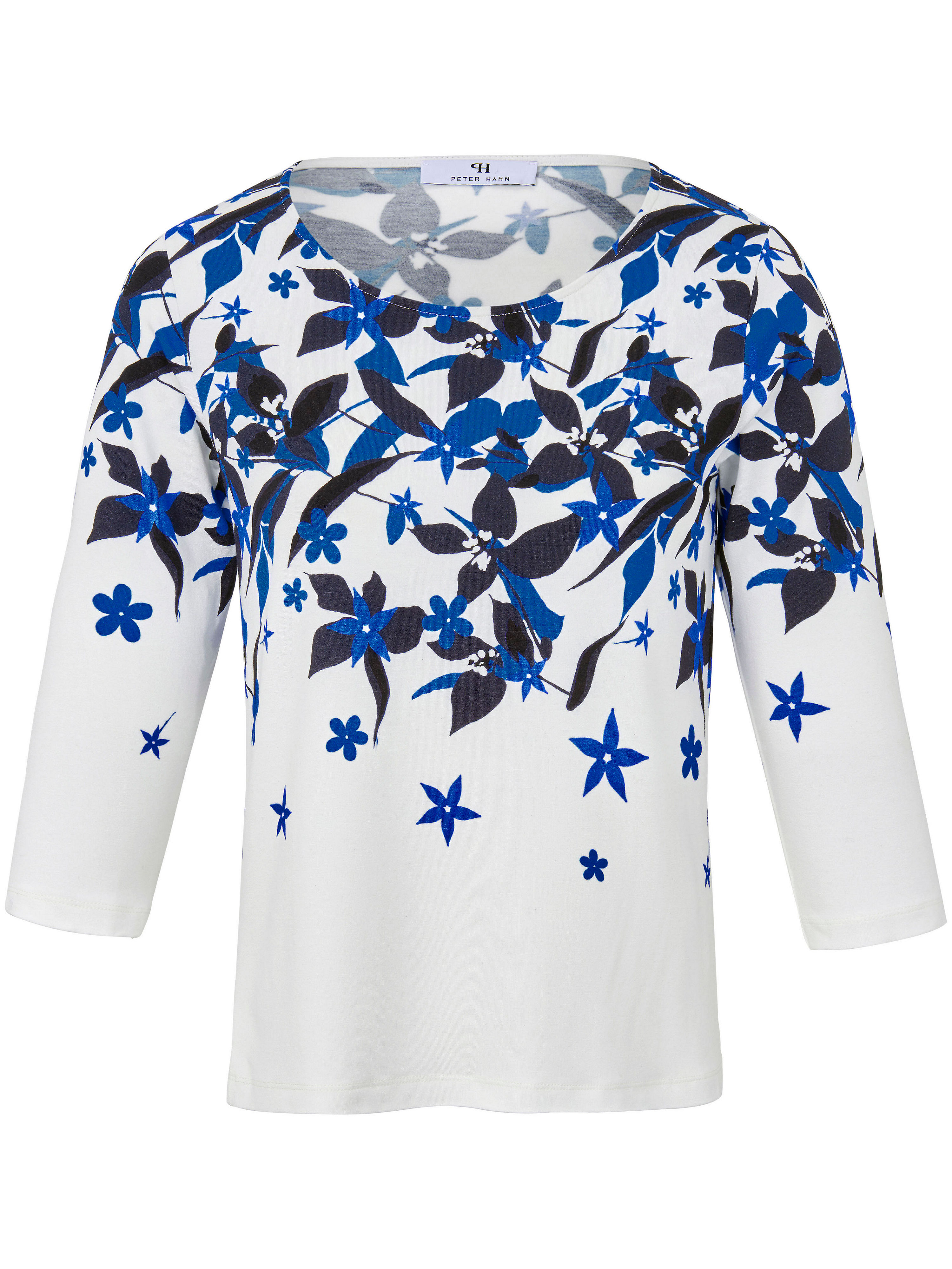 Le T-shirt imprimé grand teint, manches 3/4 Peter Hahn bleu taille 48