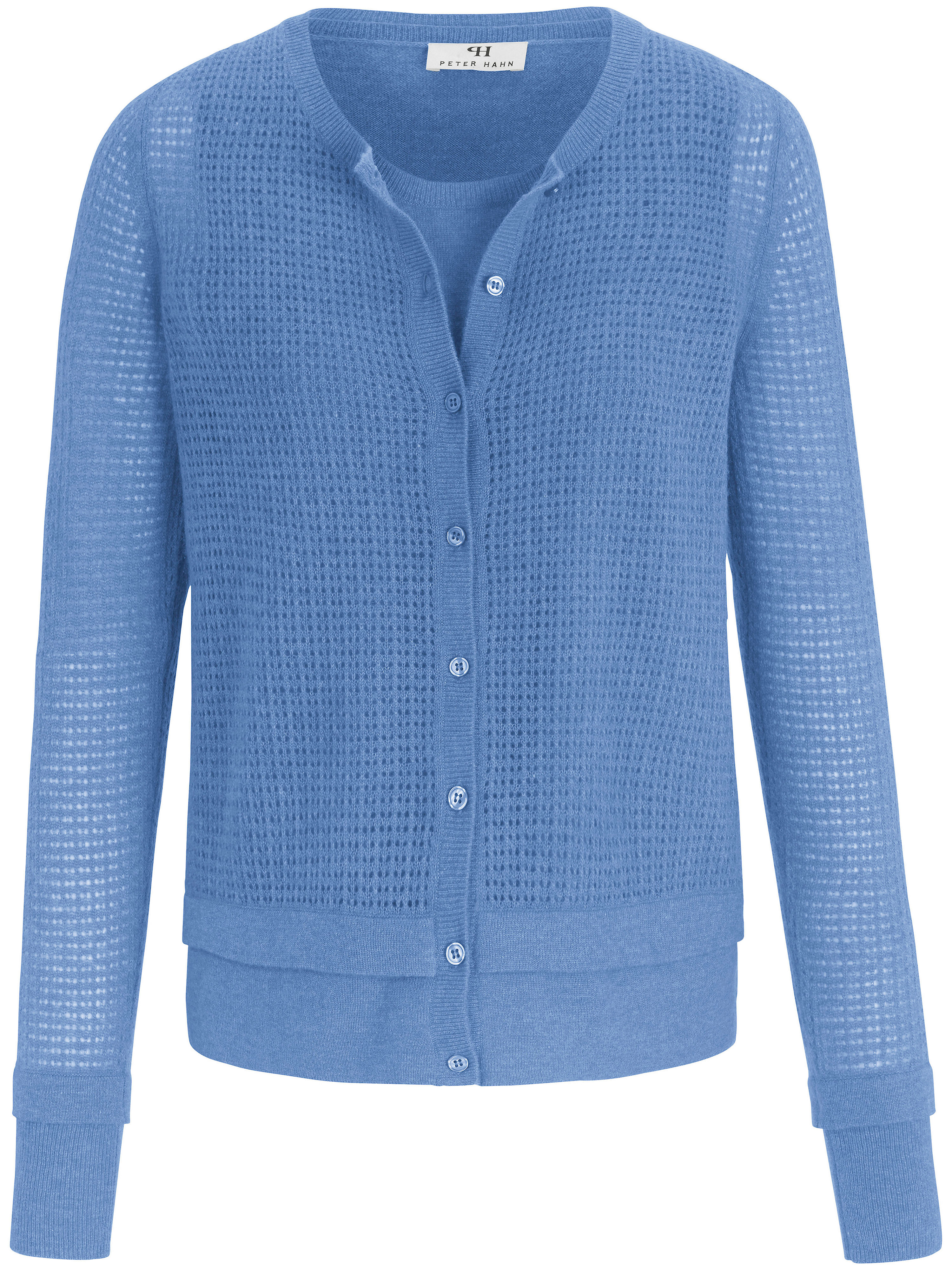 Le twin-set 100% laine vierge Peter Hahn bleu taille 52