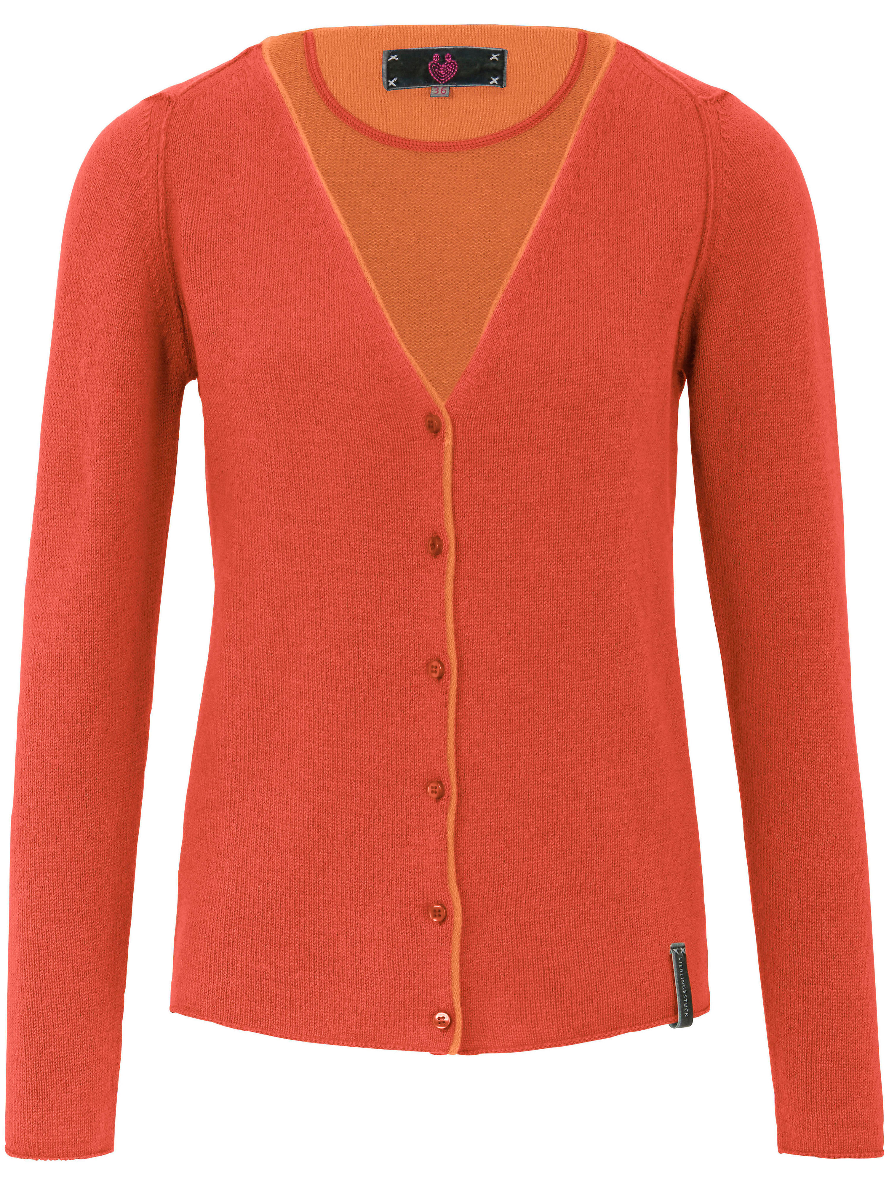 Le gilet pure laine Mérinos, décolleté V LIEBLINGSSTÜCK orange taille 50