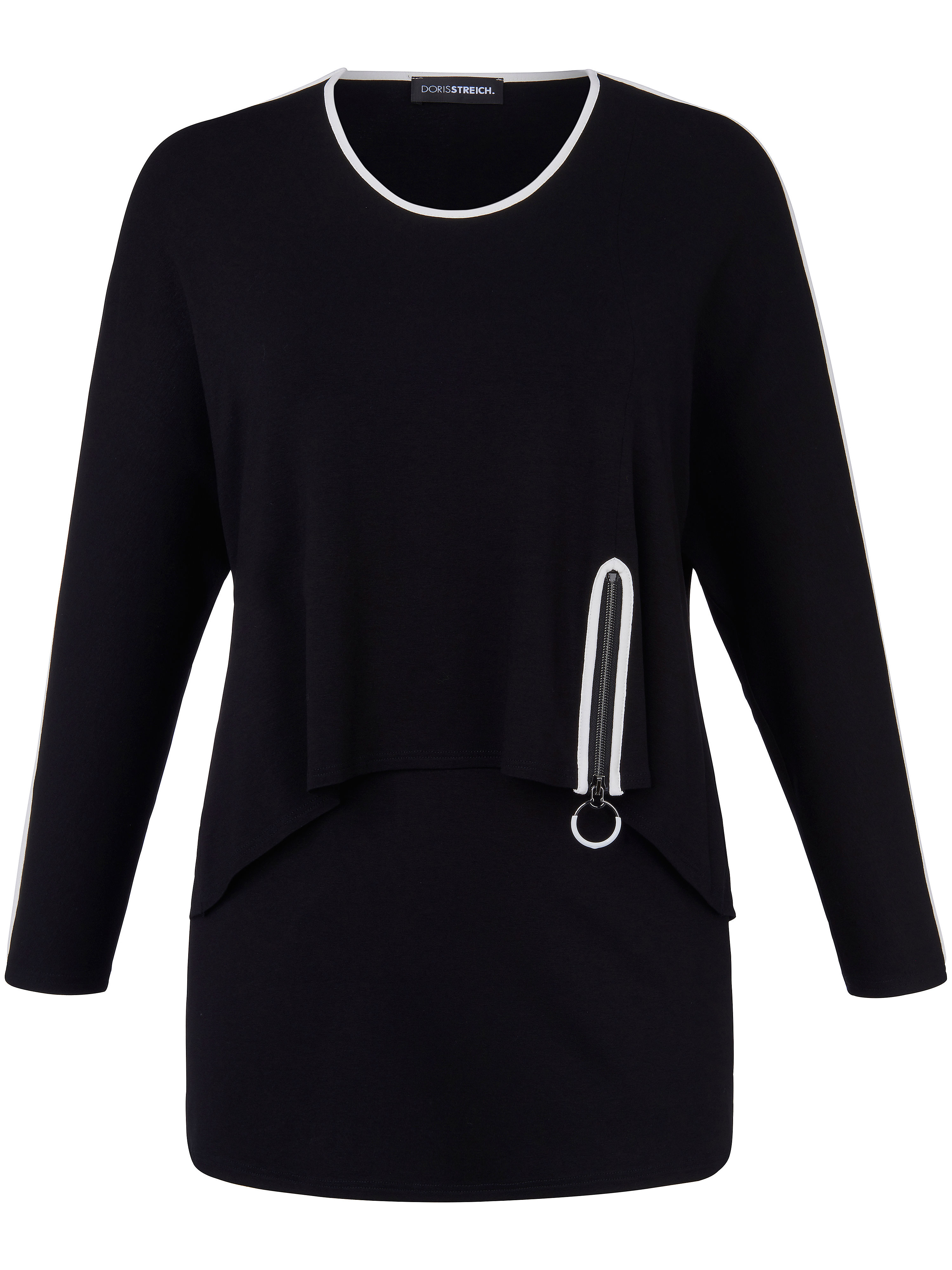 Le T-shirt 2-en-1 manches longues Doris Streich noir taille 50