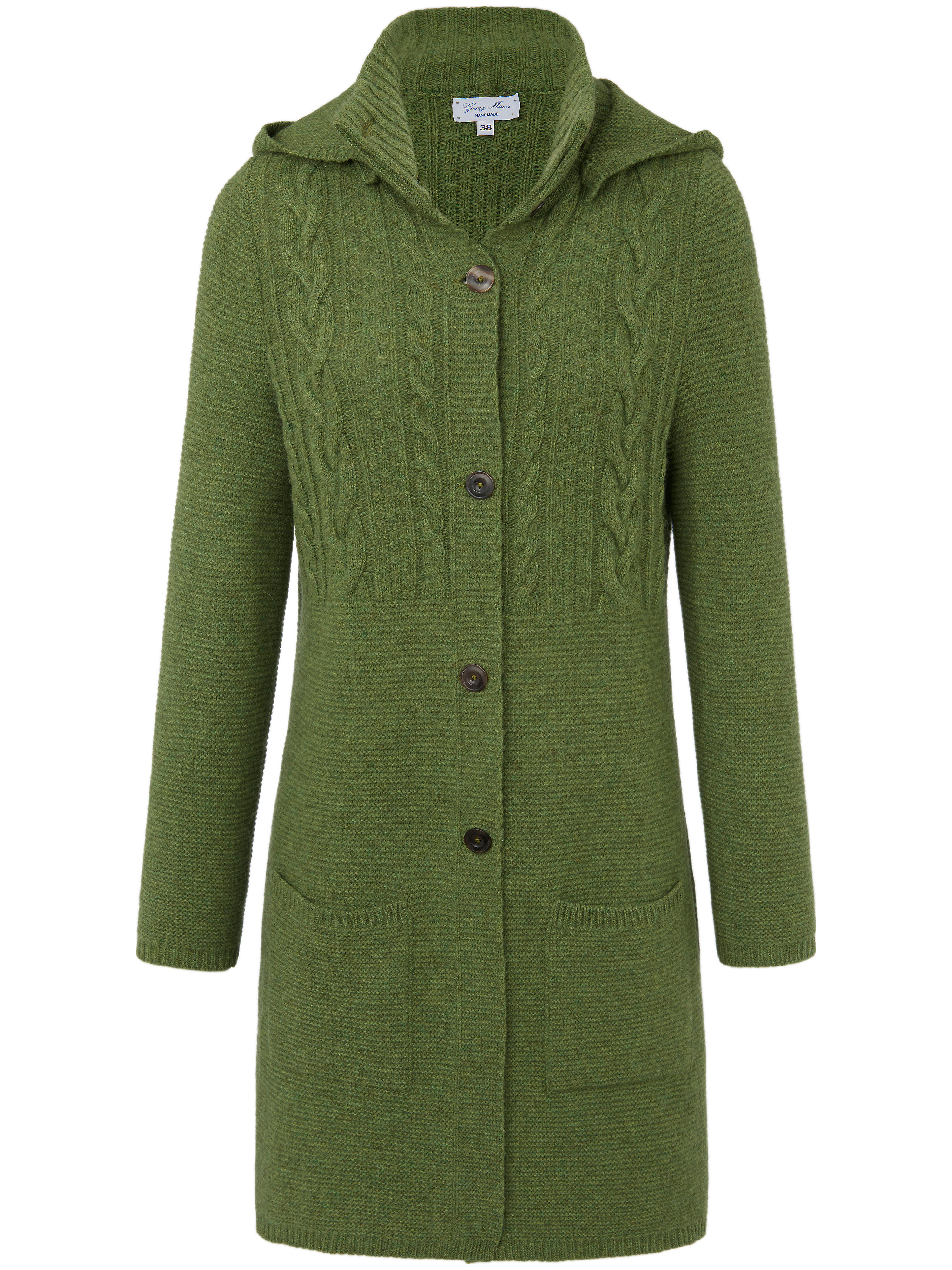 Le manteau maille 100% laine vierge Georg Maier vert taille 44