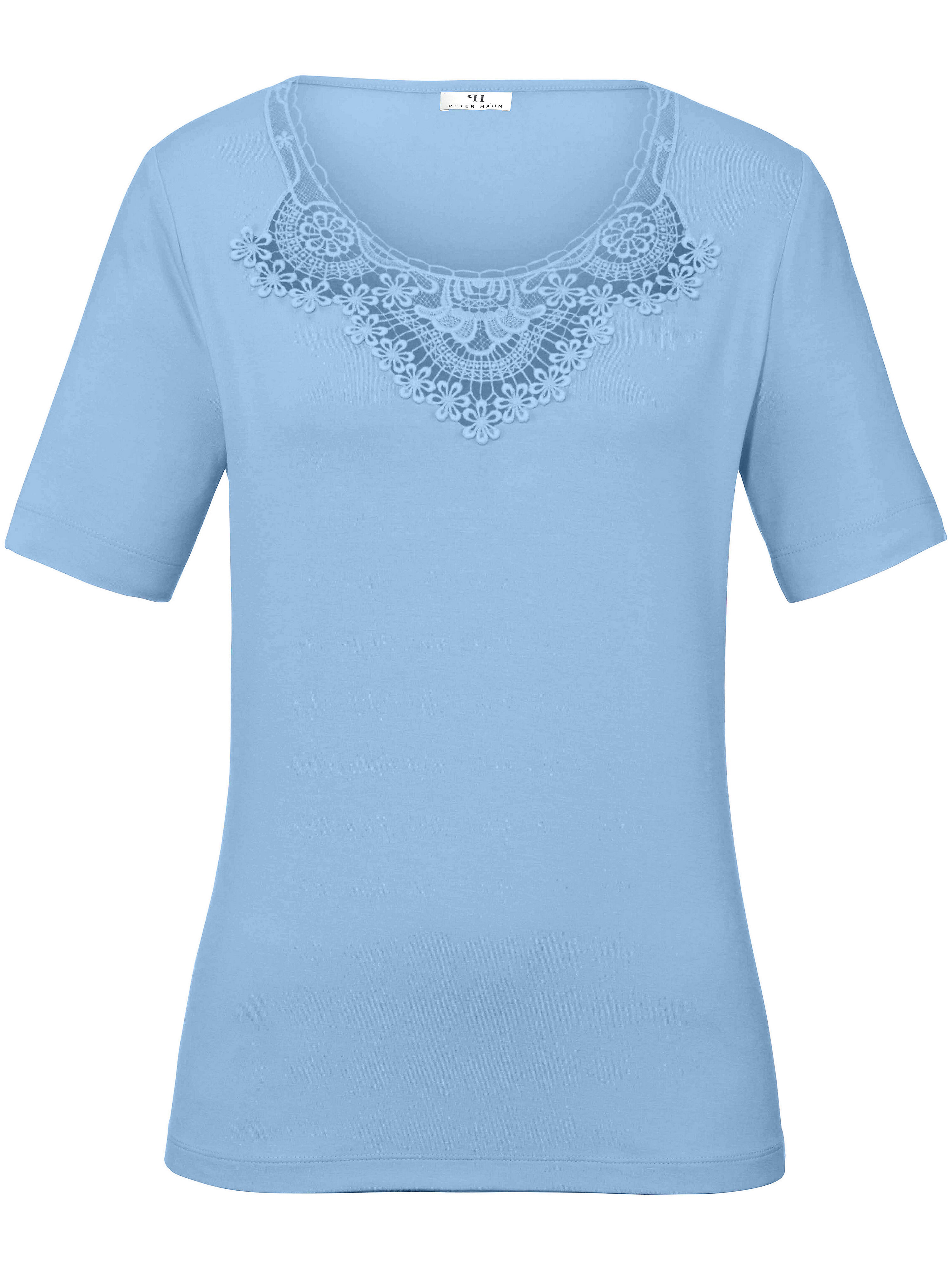 Le T-shirt avec empiècement dentelle Peter Hahn bleu taille 52