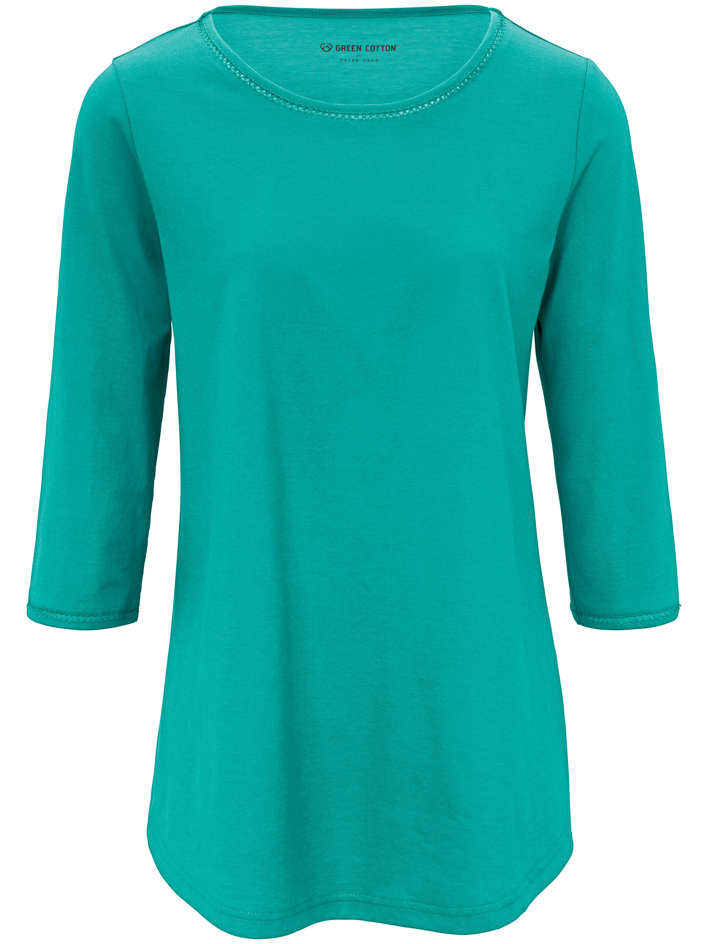 Le T-shirt uni pur coton, manches 3/4 Green Cotton vert taille 50