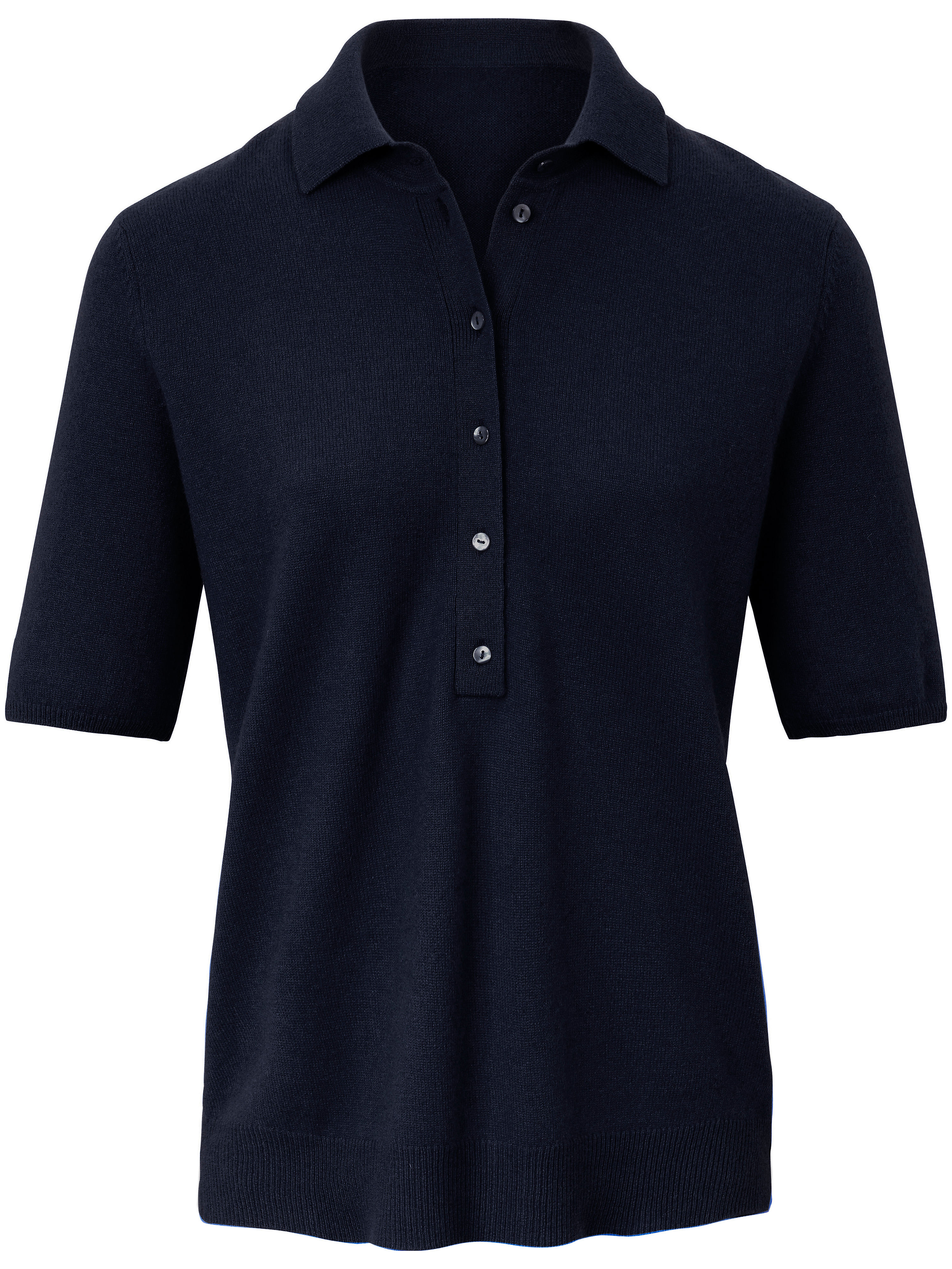 Polotrui Met Korte Mouwen Van 100 Kasjmier Peter Hahn Cashmere Blauw peter hahn kopen in de aanbieding