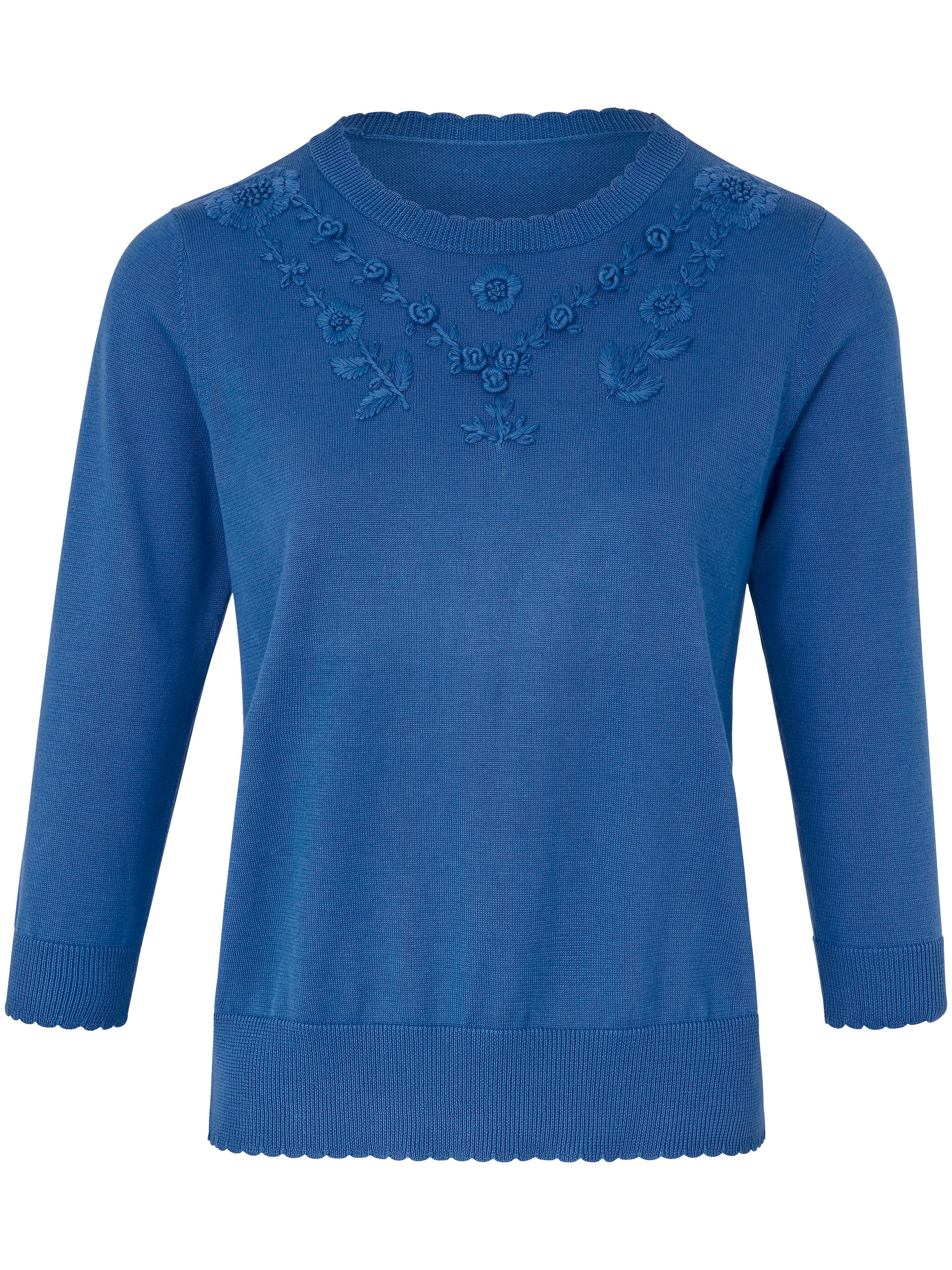 Le pull pur coton SUPIMA®, manches 3/4 Peter Hahn bleu taille 52