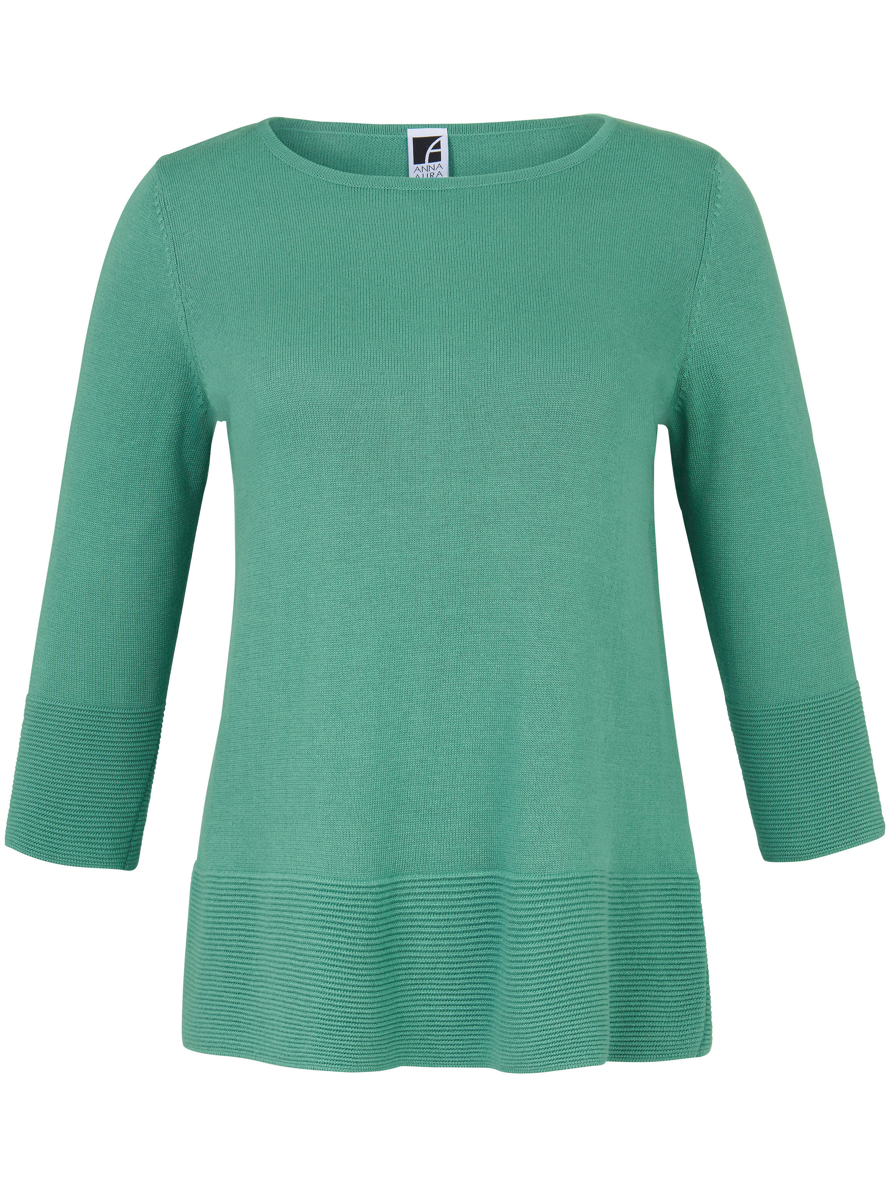 Trui Met Ronde Hals En 34 Mouwen Van Anna Aura Groen anna aura kopen in de aanbieding