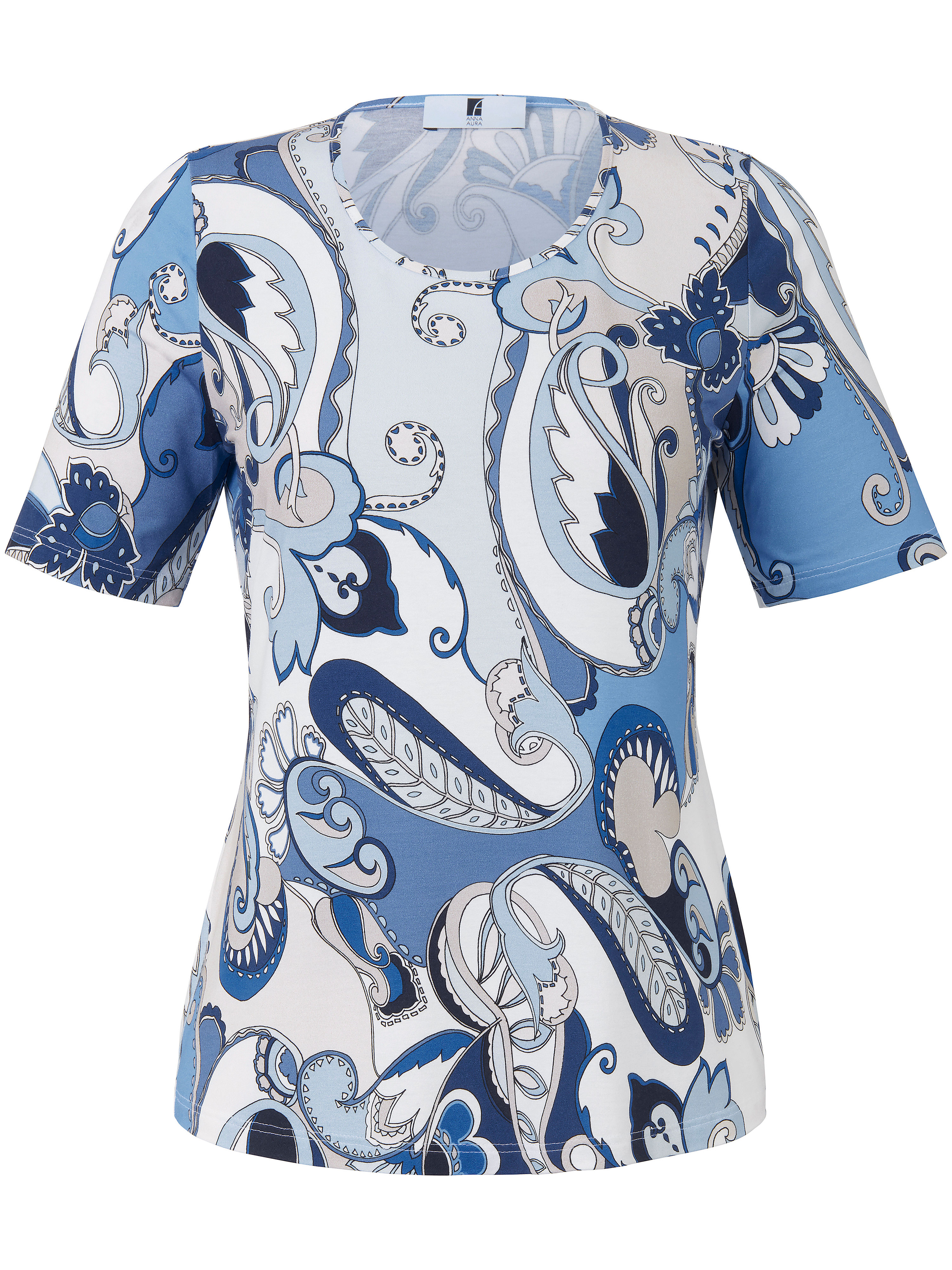 Shirt Met Korte Mouwen En Ronde Hals Van Anna Aura Blauw anna aura kopen in de aanbieding