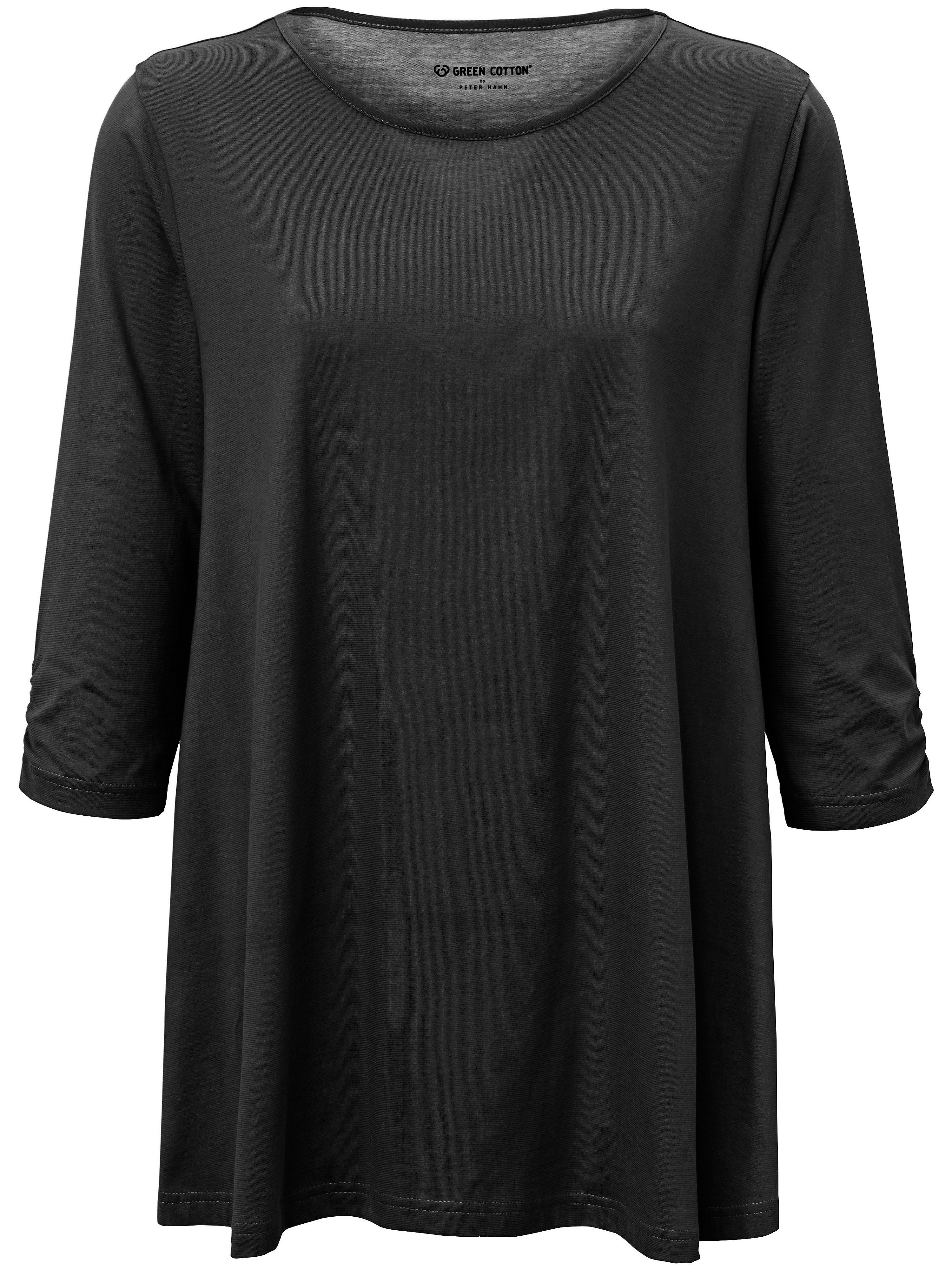 Green Cotton-Long top with 3/4-length sleeves-black