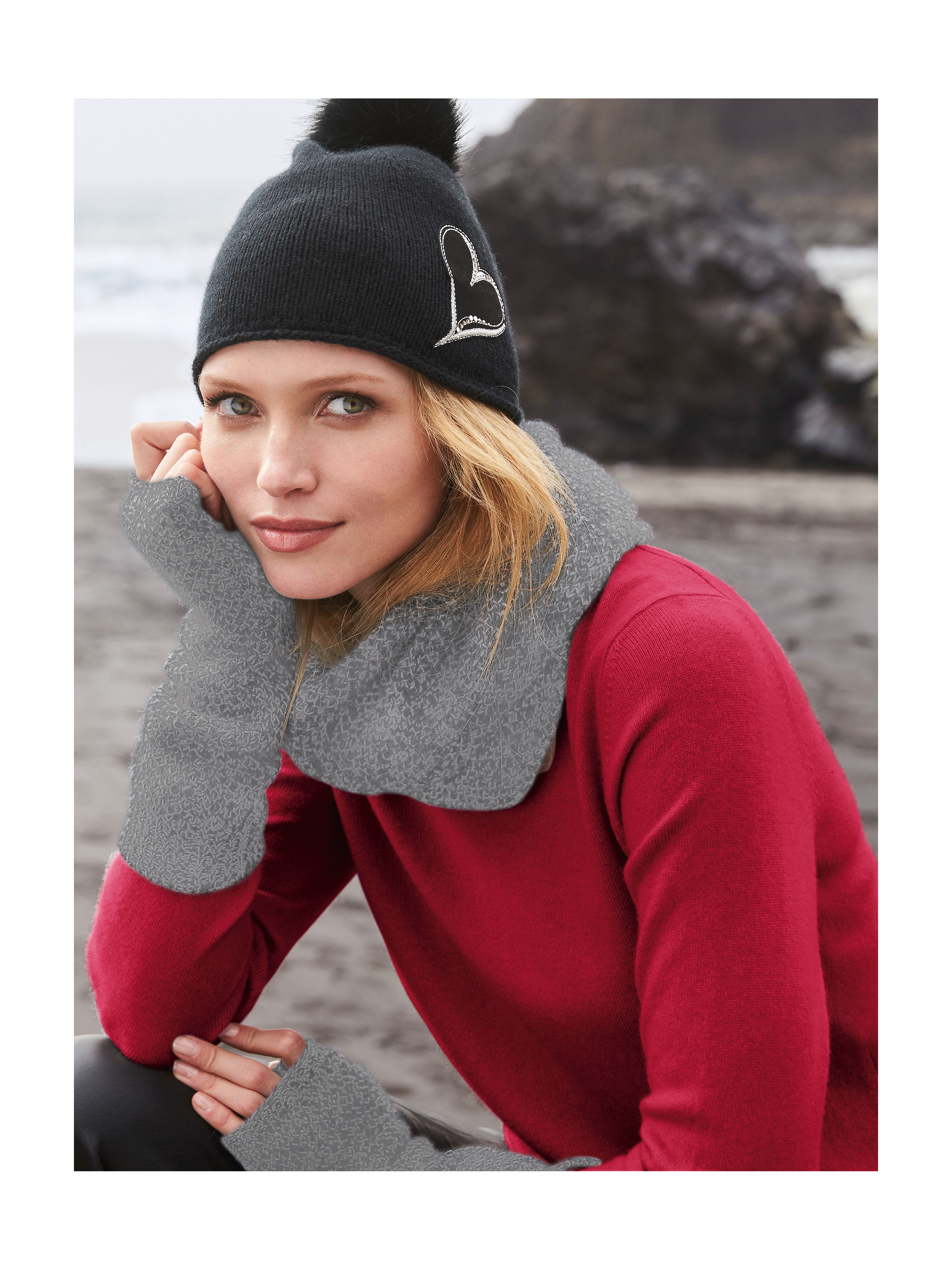 include - Stulpen aus 100% Kaschmir - Grau/Weiß