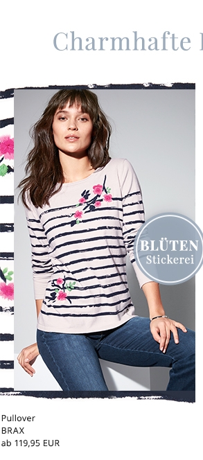 Pullover mit Ringel Print und Blüten Stickerei (83892388)
