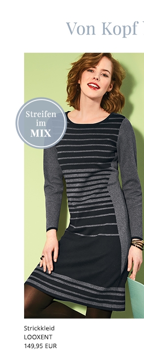 Strickkleid im Schlank machendem Streifen-Mix (14295088)