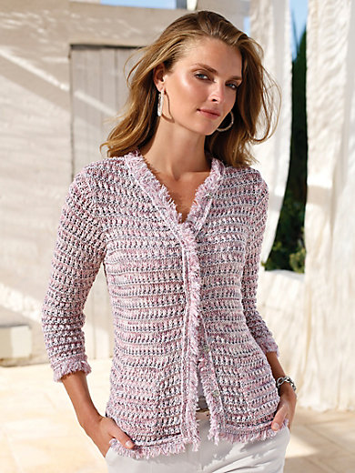 Uta Raasch-Cardigan with 3/4-length sleeves-grey/pale pink