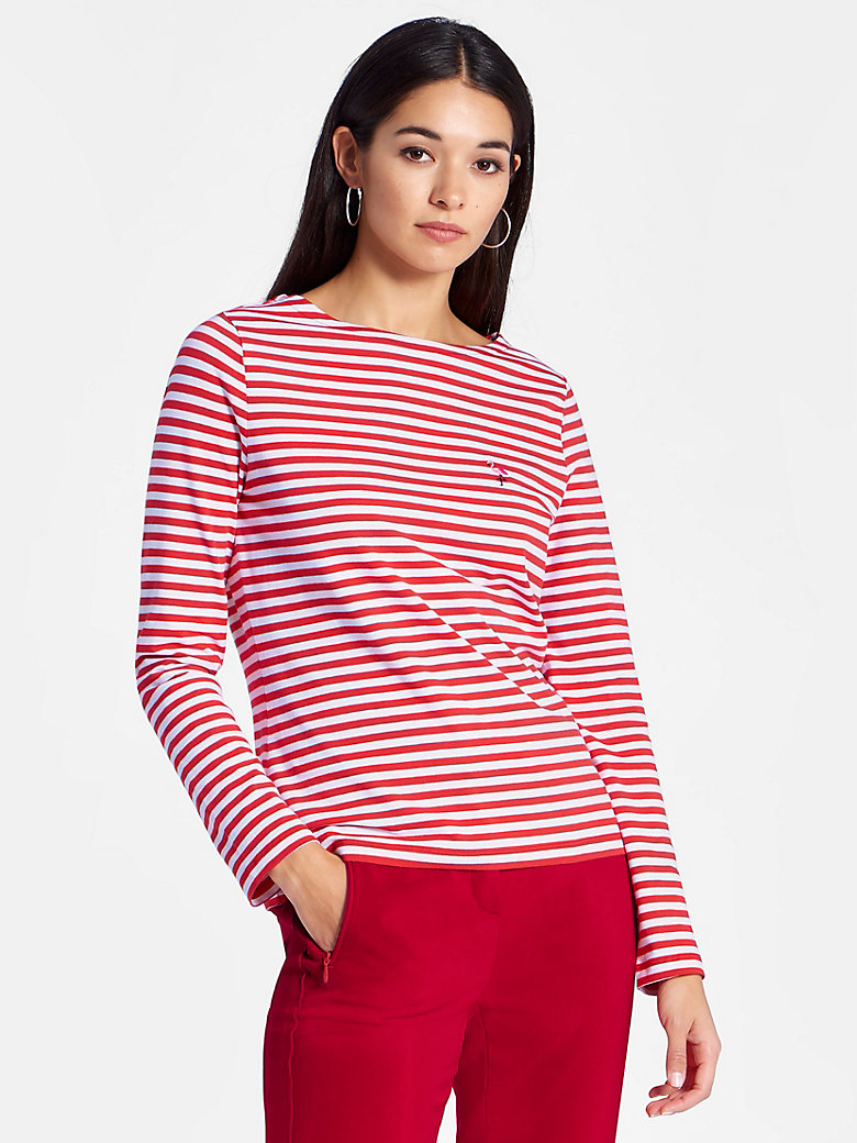 Peter Hahn - Top with semi-boat neckline - red/white
